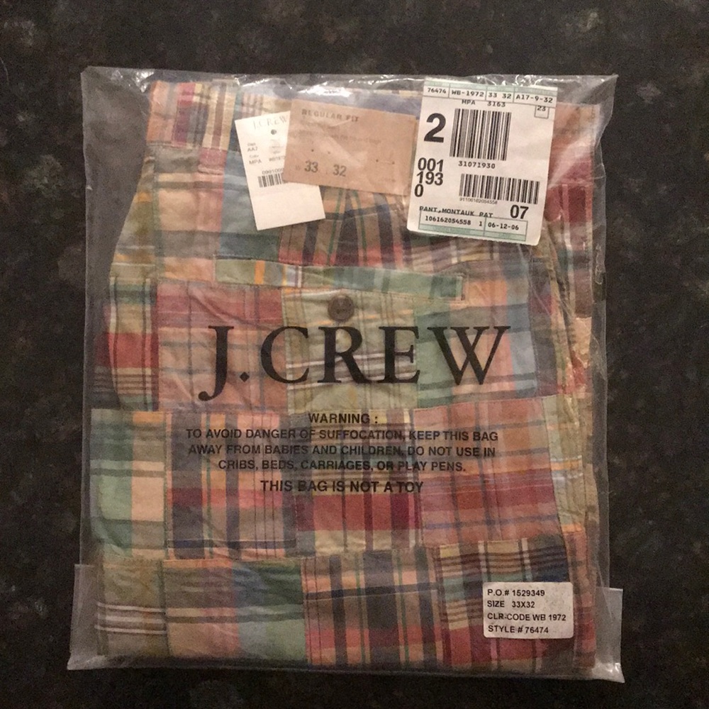 J Crew Plaid/Madras Patchwork Pants